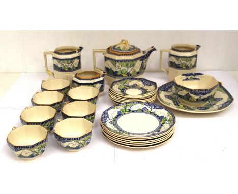 A Royal Doulton Merryweather tea set, including 26 pieces in the Art Deco style