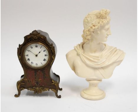 A 19th Century Louis XV style French Boulle mantle clock, along with a resin bust of David