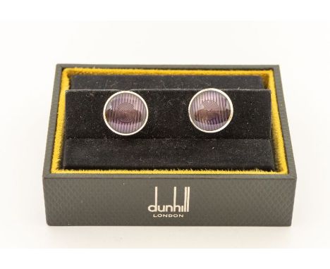 Dunhill- a pair of silver Dunhill brown 'headlamp' cufflinks, size approx 14mm, swivel fittings in original Dunhill presentat
