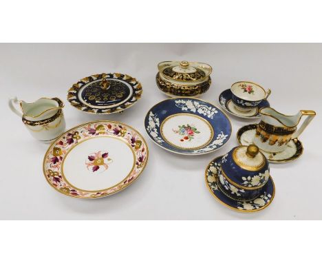 A collection of early 19th century Spode i.e. cups, saucers, cream jugs, potpourri dish, butter dish, sugar bowl