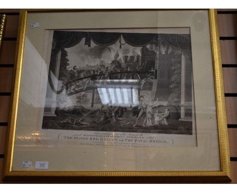 After Robert Dodd, engraved by Henry PincottThe Blood Red Knight or The Fatal Bridgeengraving, 39 x 46cm, glazed and framed (