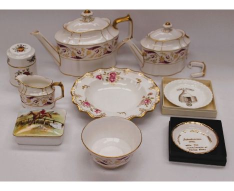 Royal Crown Derby Princess pattern wares including two teapots, sugar bowl, milk jug together with other Royal Crown Derby it