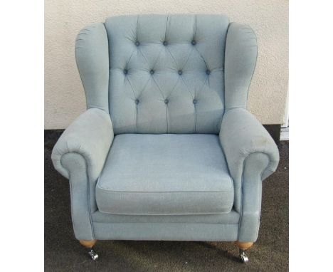 Blue upholstered button back armchair by S. O. U. L. Lifestyle of Dublin 