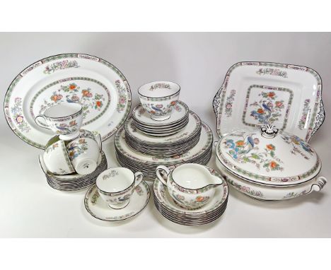 A collection of Wedgwood Kutani Crane ceramics to include tureens, graduated plates, cups and saucers, etc