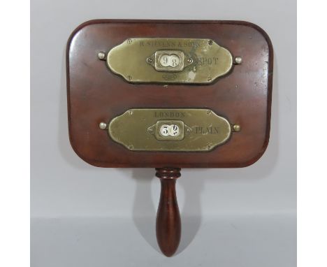 Victorian mahogany and brass billiard scoring panel by R. Stevens &amp; Sons of London 