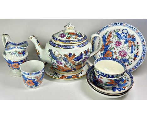 An extensive collection of Newhall Tobacco Leaf pattern ceramics comprising teapot, milk jug, bowls, saucers, (9)cf books lot