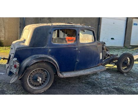A Riley Saloon For Restoration. Registration number BJJ214. First registered 1934, in dark blue livery.This vehicle has been 