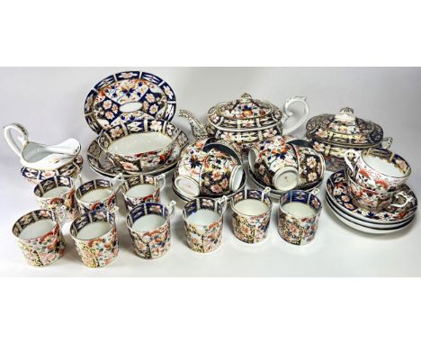 A quantity of 19th century Crown Derby tableware comprising teapot, coffee cans, teacups and saucers, plates, etc