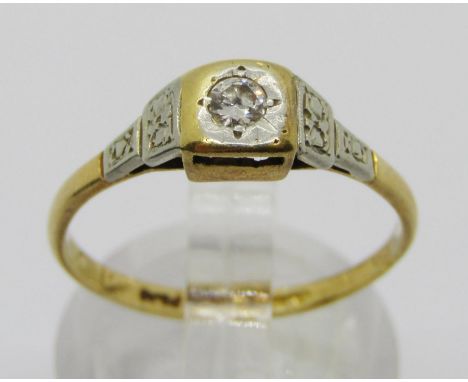 Art Deco style 18ct illusion set melee diamond ring, size N, 2.4g