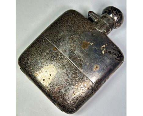 A silver hip flask with working screw top and hinge, Birmingham, 1938, maker Robert Pringle &amp; Sons, 5.3oz
