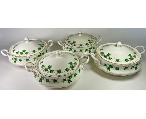 A collection Colclough Ivy pattern dinner and tea wares, graduated plates, tureens, sauce boat, 12 cups and saucers, etc