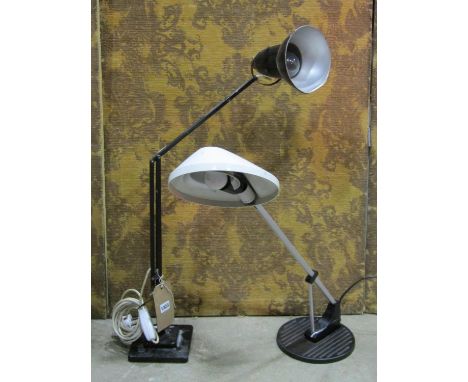 A vintage Herbert Terry anglepoise table lamp with square two step base, together with a later contemporary example (2)