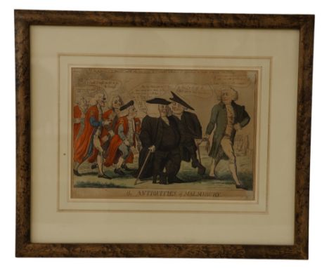 Isaac Cruikshank (c.1756-1810/11) - 'The Antiquities of Malmsbury', hand-coloured etching, 33 x 24 cm, framed