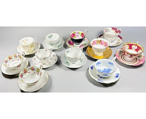 A collection of cabinet cups and saucers, various factories and designs