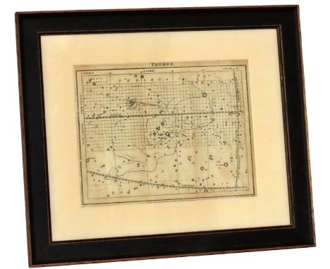 An 1821 engraved constellation of Taurus by Neele &amp; Son of R. Philips &amp; Co. 17 x 22 cm, framed