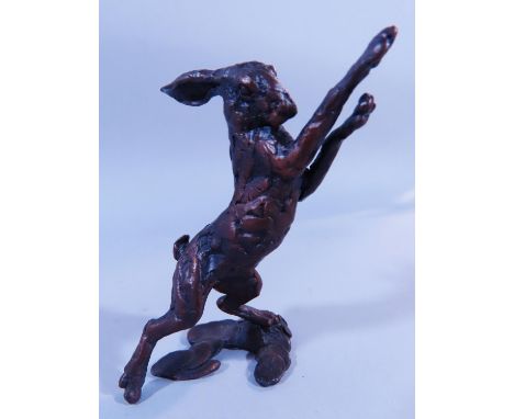 A collection of small limited edition bronze models of hares in boxing poses, one stamped and numbered 98/250, 9cm high,  a f