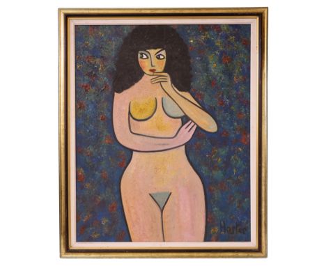 Harter (Jean Louis Vion, 1948-2004) - Portrait of a nude model standing, signed lower right, oil on canvas, 100 x 80 cm, fram
