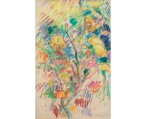 Henninger, ManfredBacknang, 1894 - Stuttgart, 198647,5 x 30 cm, R.Blumen. Pastell auf Papier. In Bleistift unten rechts signi