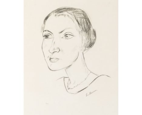 Beckmann, MaxLeipzig, 1884 - New York, 195036 x 28 cm, R."Frauenkopf mit Halskette (Frau Parcus)", 1921. Lithografie auf Bütt