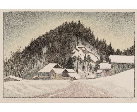 Erbslöh, AdolfNew York, 1881 - Irschenhausen/Isartal, 1947Blattgröße: 44,5 x 61 cm; 28 x 43 cm, o. R.Blick auf Wolfratshausen
