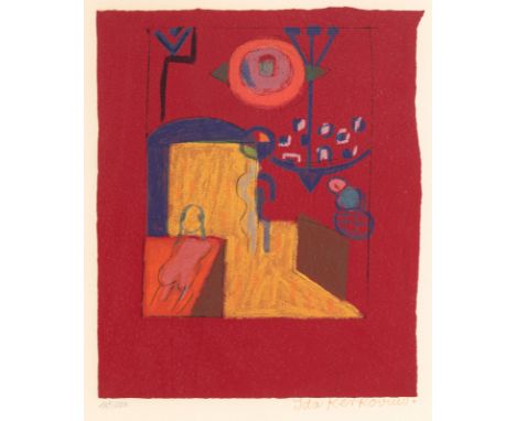 Kerkovius, IdaRiga, 1879 - Stuttgart, 1970Blattgröße: 57,4 x 42,7 cm; 31 x 26 cm, R."Interieur", 1967. Farbserigraphie auf Bü