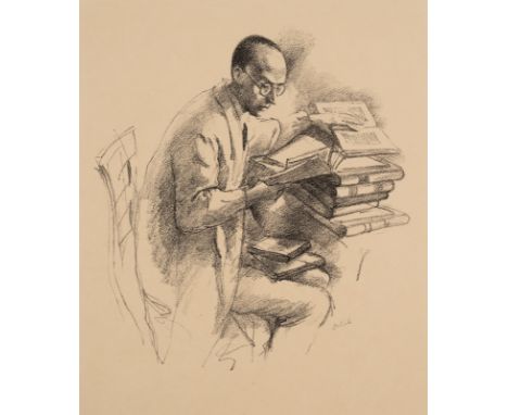 Orlik, EmilPrag, 1870 - Berlin, 1932Blattgröße: 34 x 27,6 cm; 26 x 23,5 cm, o. R.Klabund bei der Lektüre, ca. 1915. Lithograf