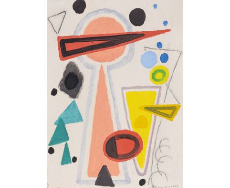 Ackermann, MaxBerlin, 1887 - Unterlengenhardt, 197531 x 22,5 cm, R."Mauerbild", 1944. Mischtechnik auf Papier. In Kugelschrei