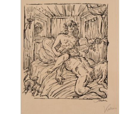Kubin, AlfredLeitmeritz, 1877 - (Schloss) Zwickledt/Inn, 1959Blattgröße: 40,5  x 30,5 cm, 25,7 x 22,7 cm, o. R."Simson und Da