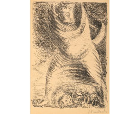 Barlach, ErnstWedel, 1870 - Rostock, 1938Blattgröße: 38 x 28,5 cm; 29,5 x 21 cm, R."Aus dem neuzeitlichen Totentanz", 1916. L