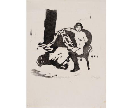 Weber, Evarist AdamAachen, 1887 - Diessen am Ammersee, 1968Blattgröße: 28,5 x 22,3 cm, o. R.2 Bl.: Weiblicher Akt, 1914. Holz