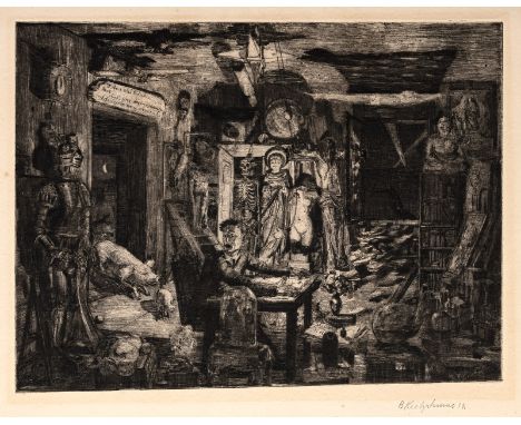 Kretzschmar, BernhardDöbeln, 1889 - 1972Blattgröße: 48 x 59,6 cm; 39,5 x 51,3 cm, o. R."Gottsucher", 1934. Radierung auf Bütt