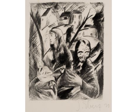 Eberz, JosefLimburg an der Lahn, 1880 - München, 1942Blattgröße: 34,5 x 26 cm; 18,2 x 14 cm, o. R.Flucht, 1920, Radierung auf
