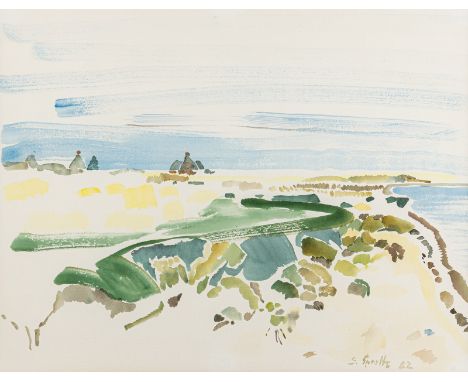 Sprotte, SiegwardPotsdam, 1913 - Kampen/Sylt, 200447 x 61 cm, R.Am Watt, 1982. Aquarell auf Papier. In Aquarell unten rechts 
