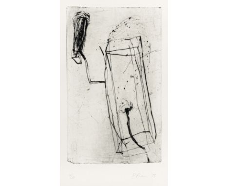 Ehrmann, BarbaraRavensburg, geboren 1962Kassettenformat: 66,5 x 47,5 x 2 cm"Barbara Ehrmann - 5 Radierungen 1993", 1993. Folg