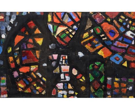 Kerkovius, IdaRiga, 1879 - Stuttgart, 197025,5 x 39 cm, R.Ohne Titel, Mischtechnik auf Papier. Entwurf eines Glasfensters.Pro