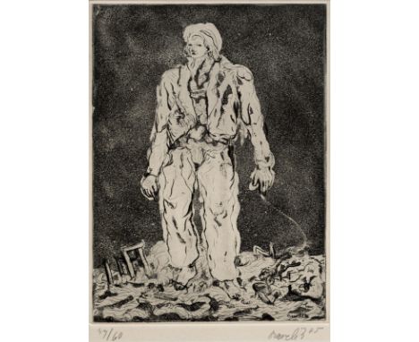 Baselitz, GeorgDeutschbaselitz, geboren 1938Blattgröße: 44 x 32 cm; 31,5 x 23,5 cm, R."Der Hirte", 1965. Radierung auf Kupfer