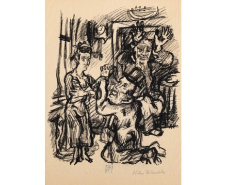 Kokoschka, OskarPöchlarn, 1886 - Villeneuve, 1980Blattgröße: 42 x 29,5 cm; 29 x 23,5 cm, o. R."Hiob, Anima und der Kautschukm