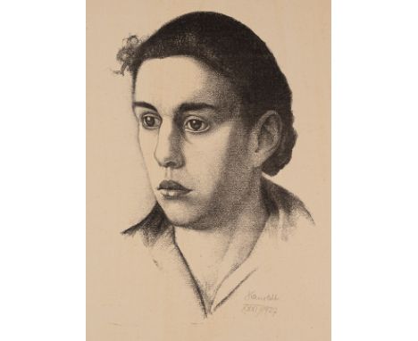 Kanoldt, AlexanderKarlsruhe, 1881 - Berlin, 193928  x 19 cm, o. R."Mädchenkopf I", 1927. Lithographie auf Japanpapier auf Kar