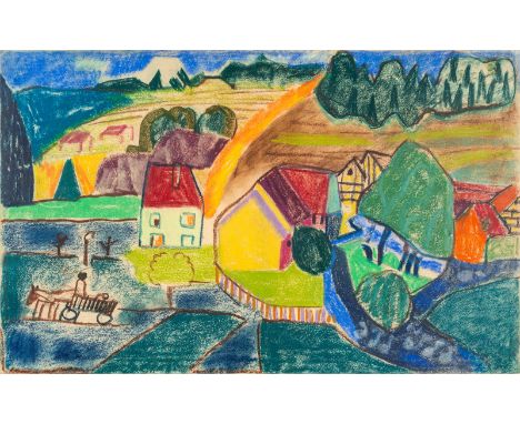 Kerkovius, IdaRiga, 1879 - Stuttgart, 197038 x 61 cm, R."Württembergische Landschaft", ca. 1935. Pastell und Bleistift auf Pa
