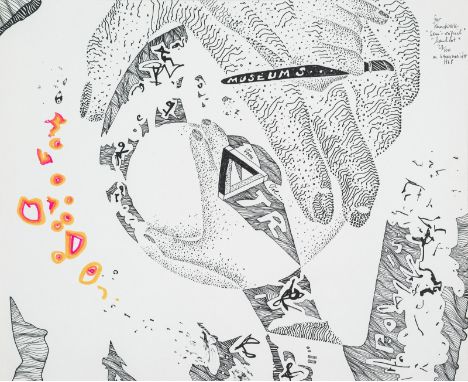 Bauermeister, Mary Hilde RuthFrankfurt/M., geboren 193420,5  x 25,5 cm, o. R."Semi-original handcut", 1968. Faserstift und Li