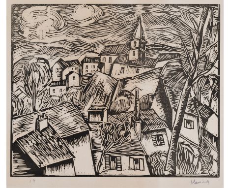 Vlaminck, Maurice deParis, 1876 - Rueil-la-Gademière, 1958Blattgröße: 51 x 54 cm; 34 x 41,2 cm, o. R."Bougival", 1914. Holzsc