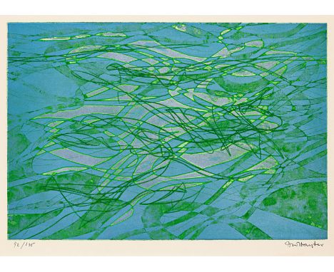 Hayter, Stanley WilliamLondon, 1901 - Paris, 1988Blattgröße: 45 x 63 cm; 33,5 x 48 cm, o. R."Nenuphars", 1970. Farbradierung 