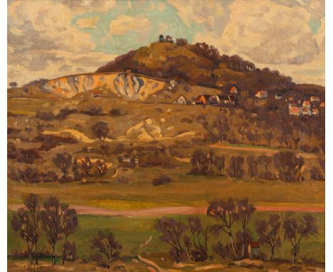 Eberhard, HeinrichEllwangen, 1884 - Stuttgart, 197376 x 85,5 cm, R."Hohenstaufen im Vorfrühling", 1946. Öl auf Leinwand. Unte