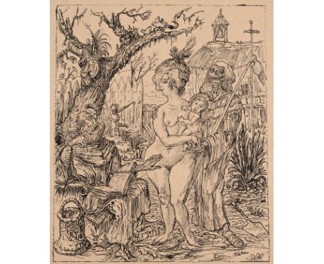 Kubin, AlfredLeitmeritz, 1877 - (Schloss) Zwickledt/Inn, 1959Blattgröße: 43  x 35 cm, 33 x 26,7 cm, o. R."Die Versuchung des 