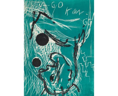 Baselitz, GeorgDeutschbaselitz, geboren 193888 x 64 cm, R."Orangenesser (Kongo)", 1981. Farblinolschnitt auf Offsetpapier. In