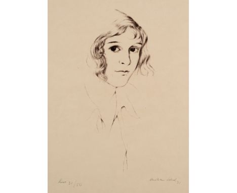 Schad, ChristianMiesbach, 1897 - Stuttgart, 1982Blattgröße: 45 x 30,5 cm; 29 x 13 cm, o. R."Lisa", 1931. Lithografie in Braun