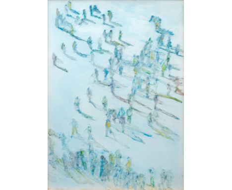 Berges, WernerCloppenburg, 1941 - Schallstadt, 2017102 x 73 cm, R."Figuren, zahlreich", 1983. Mischtechnik auf Karton. Rückse