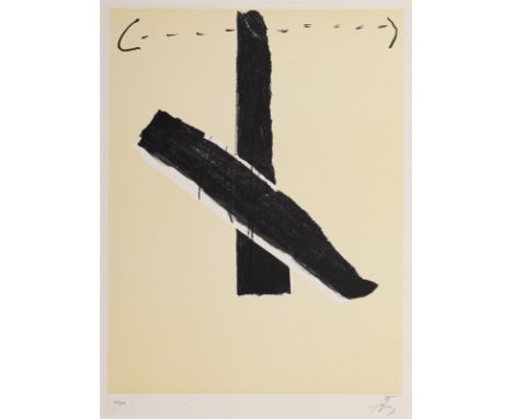 Tàpies, AntoniBarcelona, 1923 - 2012Blattgröße: 79,5 x 59 cm; 65, x  50,5 cm, o. R.Ohne Titel, 1967. Farblithografie auf Bütt