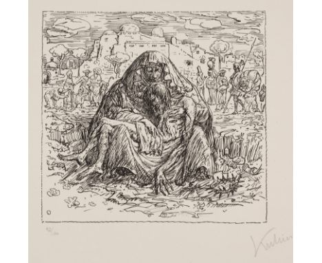 Kubin, AlfredLeitmeritz, 1877 - (Schloss) Zwickledt/Inn, 195944,1 x 31,8 cm, 19,7  x 21 cm, o. R."Pietà", 1923. Lithografie a