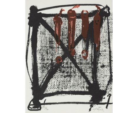 Tàpies, AntoniBarcelona, 1923 - 2012Blattgröße: 27 x 21 cm, o. R.Ohne Titel, 1966. Farblithografie auf Bütten aus der Folge "